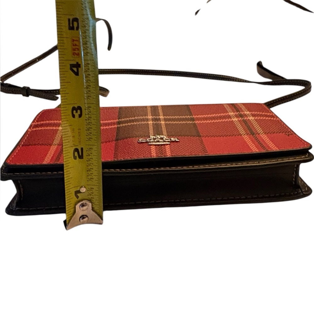Coach Anna Foldover Clutch Crossbody with Tartan Plaid Print (Style No. CC801) - Picture 7 of 8